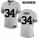 NCAA Ohio State Buckeyes Women's #34 Nate Ebner Gray Nike Football College Jersey JIF0345PI